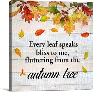 Fall Wall Art Decor Fall Decorations Wall Decor Rustic Autumn Canvas Poster Painting Autumn Leaves Print Framed Home Decor (8 X 8 Inch)