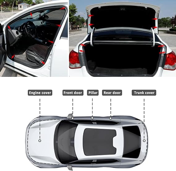 Car Door Rubber Seal Strip,Double Layer L Shape Automotive Weather Stripping,Universal Soundproofing Car Door Seal Strip Car Accessories for Car Door,Trunk,Hood (16.4Ft)