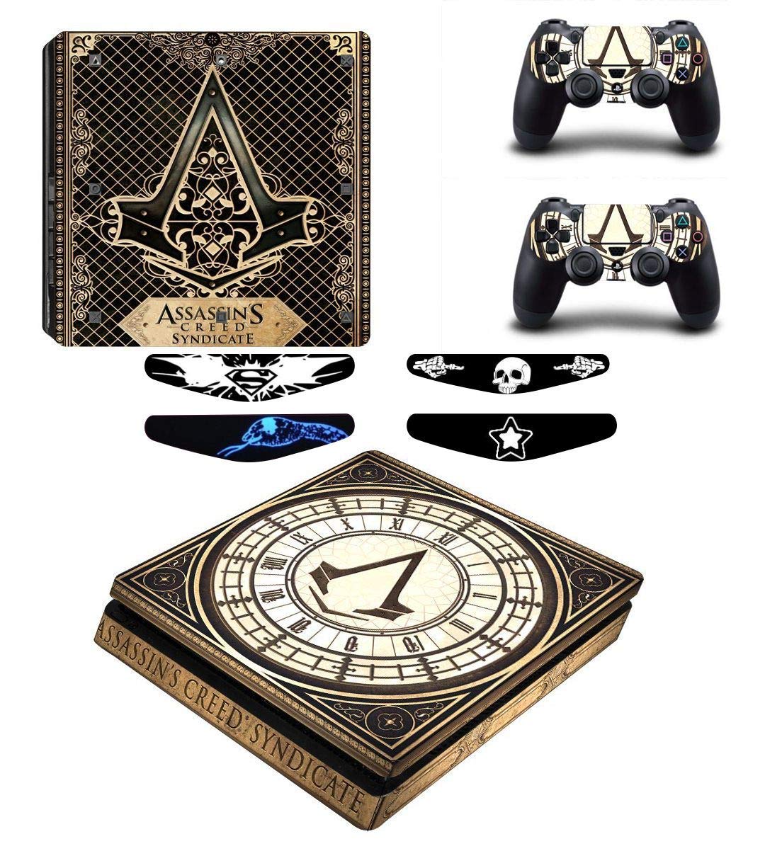Elton Assassins Creed Theme .3M Skin Sticker Cover for PS4 Slim Console and Controllers Full Set Console Decal Stickers for Front & Back 4 Led bar Decal +2 Controller Decal [video game] (B08XPCDFVT) Amazon Price History, Amazon Price Tracker