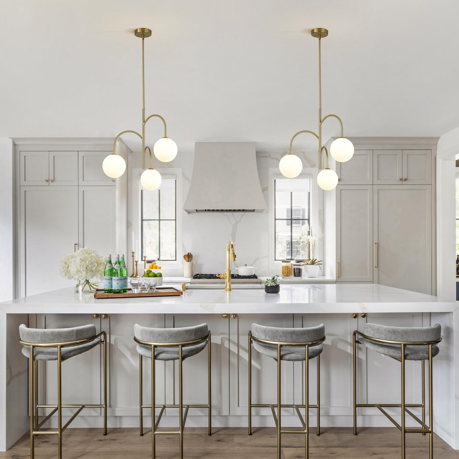 3 Light Milk Glass Chandelier Small Gold Chandelier Vintage Bedroom Pendant Light Fixture White Globe Ceiling Light Mid Century Modern Sputnik Light
