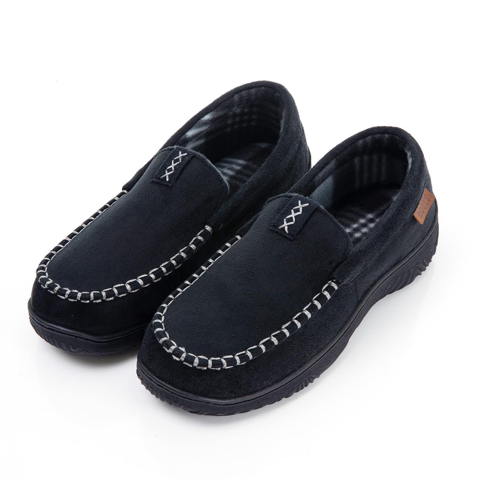 Mens Moccasin House Slippers - Memory Foam Indoor Outdoor Shoes Breathable Slip-on Loafers
