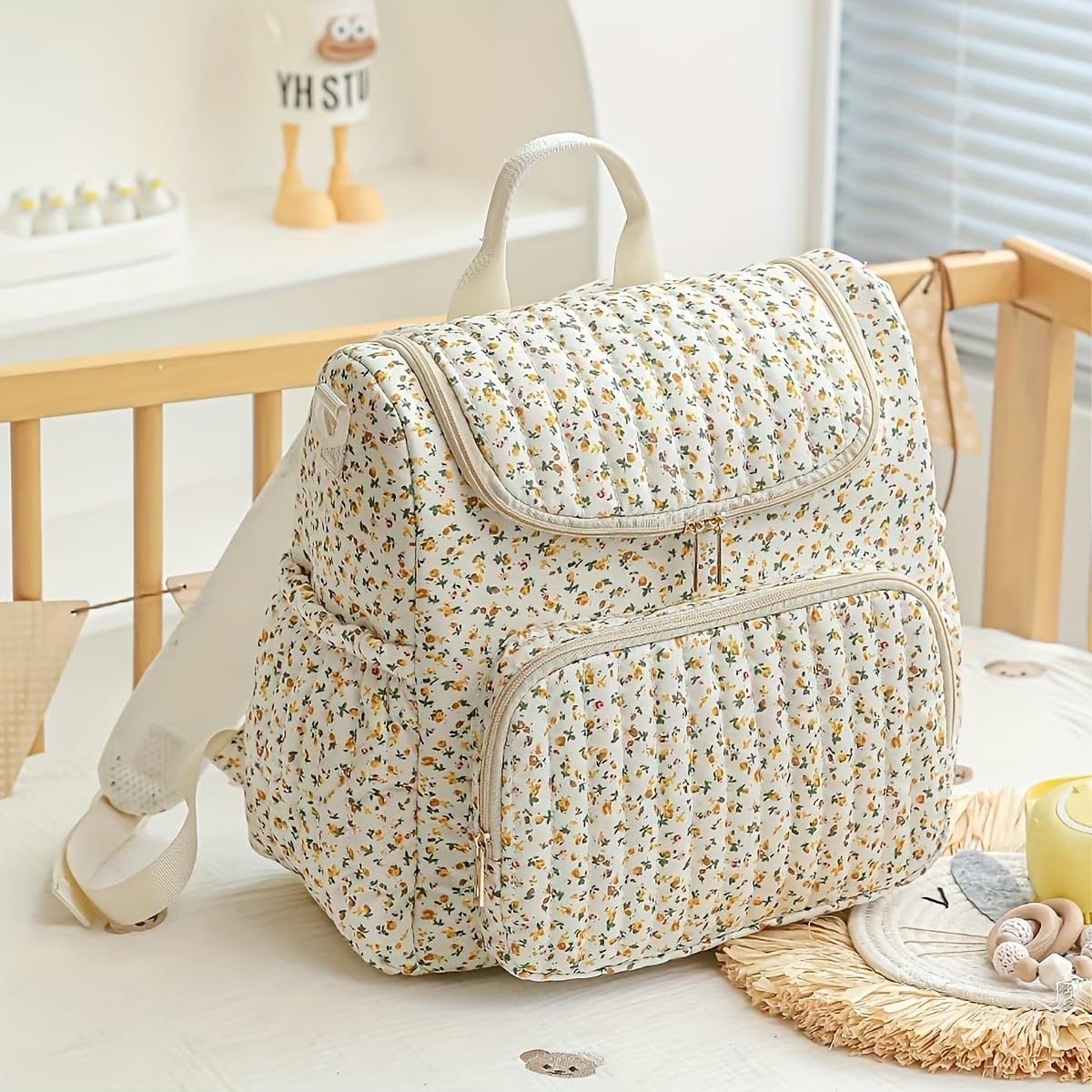 hibear Diaper Backpack Floral Diaper Bag Backpack for Mom Dads Baby Bag with Insulated Pocket Changing Pad and Stroller Straps for Toddler (floral-2)