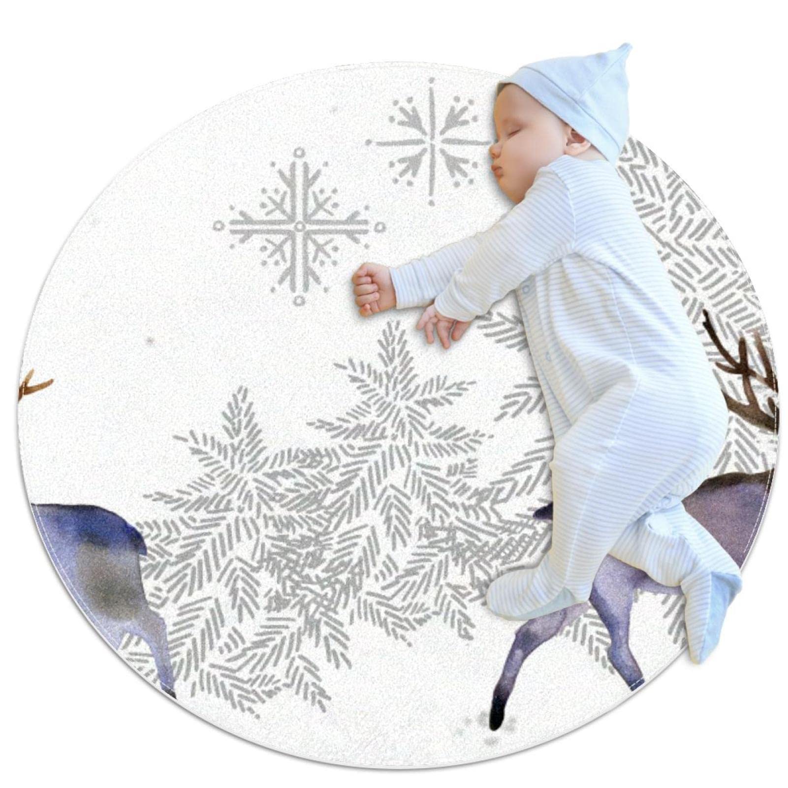 Tapis de sol circulaire anti-glisse de Noël pour enfants et salon