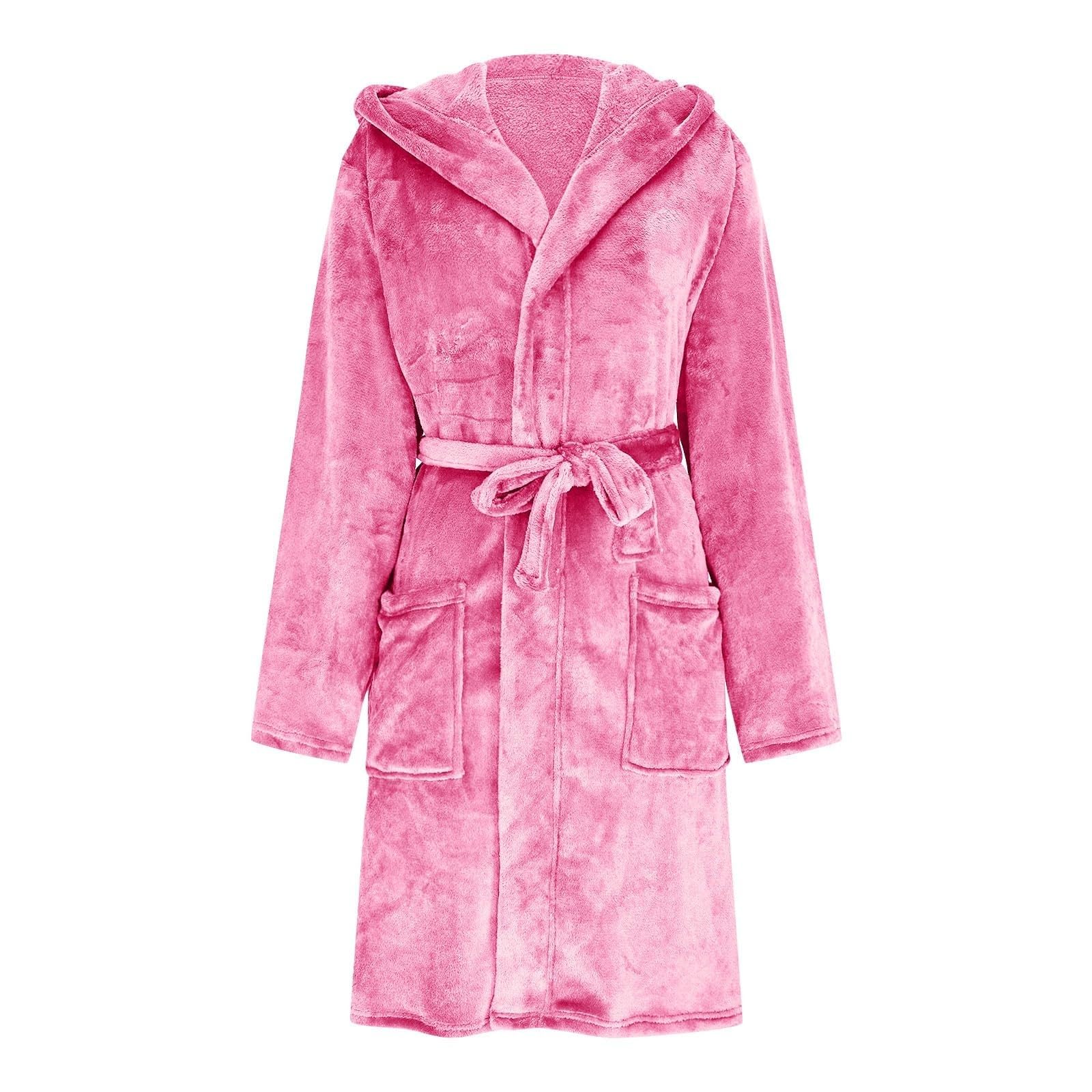 Bademantel Damen Leicht Frottee Kuschelig GroßE GrößEn Flauschig Sauna Damenschlafanzug Flauschiger Kapuzenbademantel mit Taschen Weicher Hausmantel Langarm Freizeitkleid für Winter