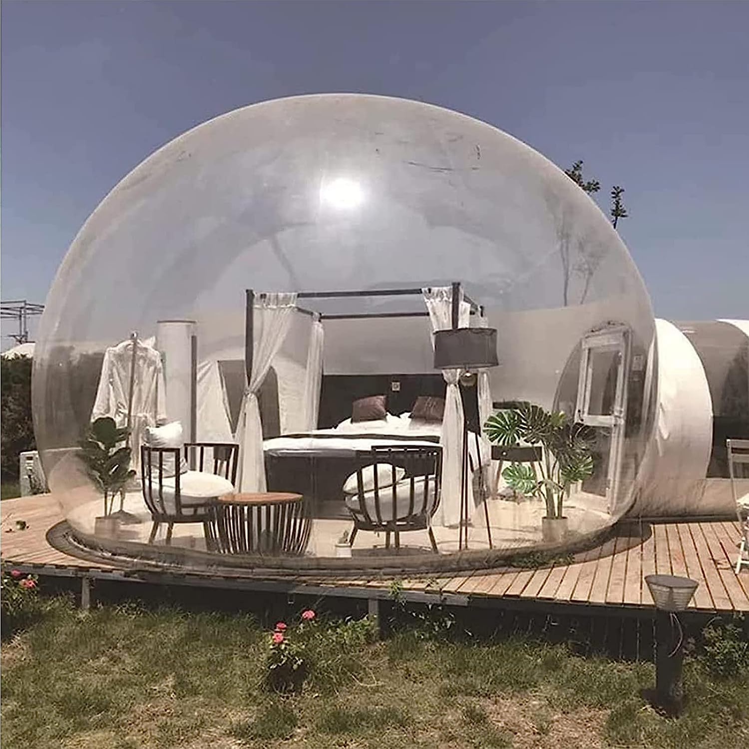 Tente gonflable transparente à bulles pour s'amuser en plein air, jardin, fêtes et événements, facile à installer, durable et parfaite pour les enfants