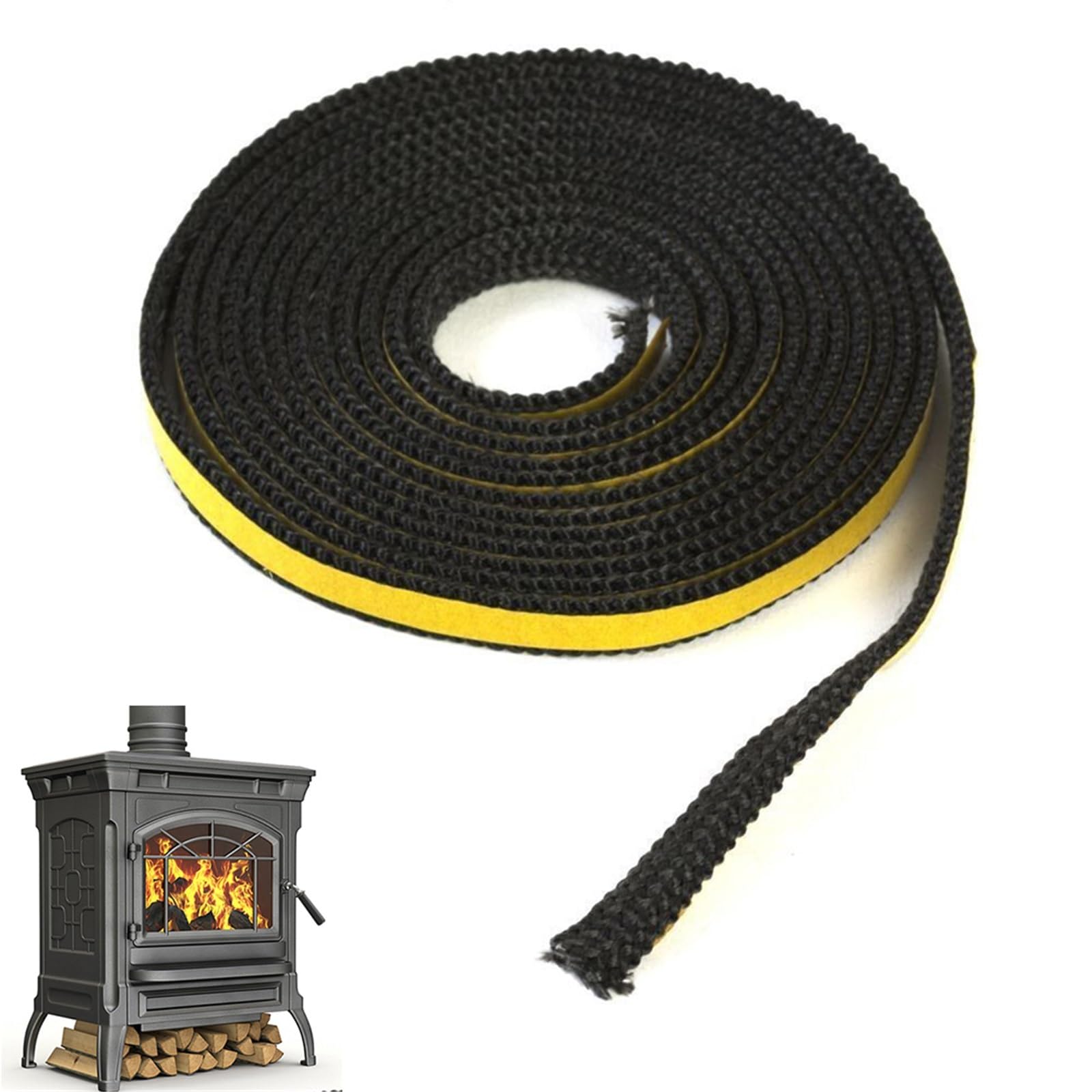 Guarnizione Stufa a Legna Corda sigillante for caminetto 4M autoadesiva | Cavo for guarnizione porta stufe for forno con nastro sigillante in fibra di vetro 10X2mm