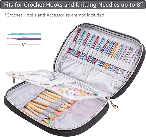 Miniatura 2 de MYBAGZING Gancho de ganchillo vacío  Estuche organizador de ganchillo acolchado  Soporte de gancho de ganchillo para agujas de tejer circulares,