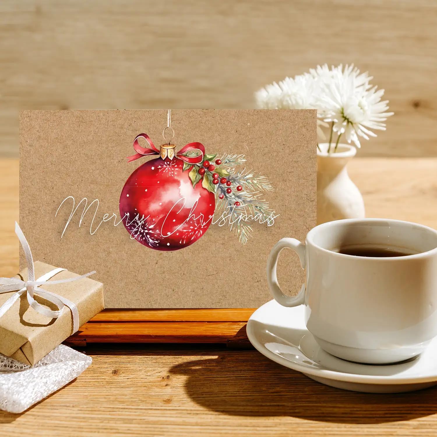 Lot de 30 cartes de Noël élégantes - 12 x 18 cm - Avec enveloppe - Pour entreprises - Carte de vœux pour Noël - Merry Christmas