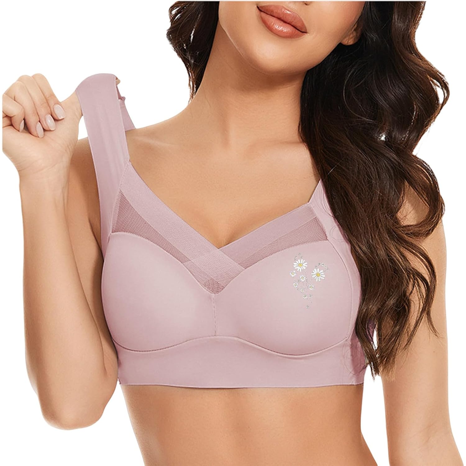 Push Up Seamless Bras for Older Women High Support Plus Size Bra Womens Soft Comfortable Ice Silk Bralettes