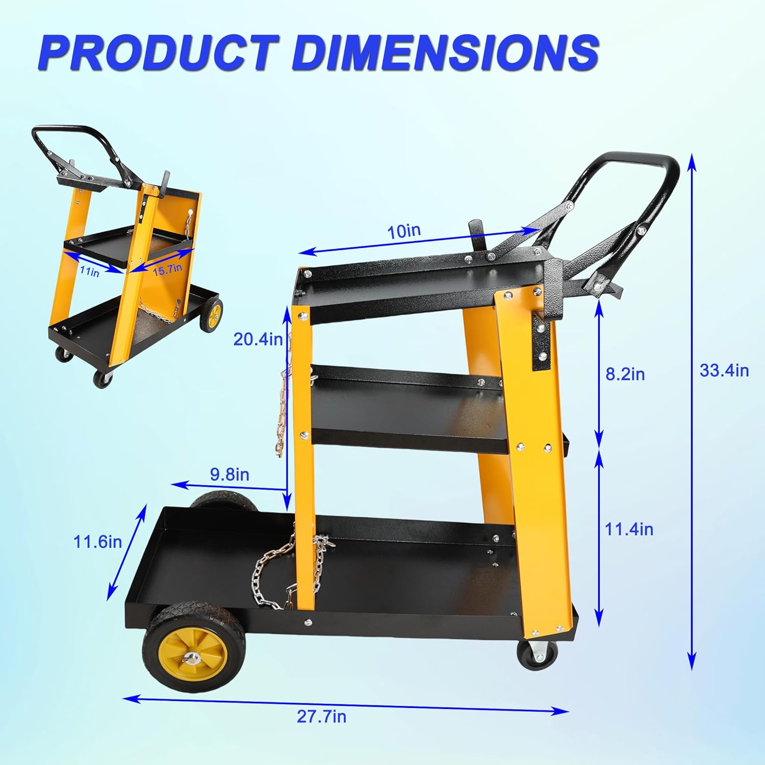 Multi Function Welding Cart. Gas Bottle and Accessory Storage.Welding Heavy Duty Cart for Tig Mig Welder and Plasma Cutter with Upgrade Handles and Increase Storage Space Tank Storage (3-Tiers)