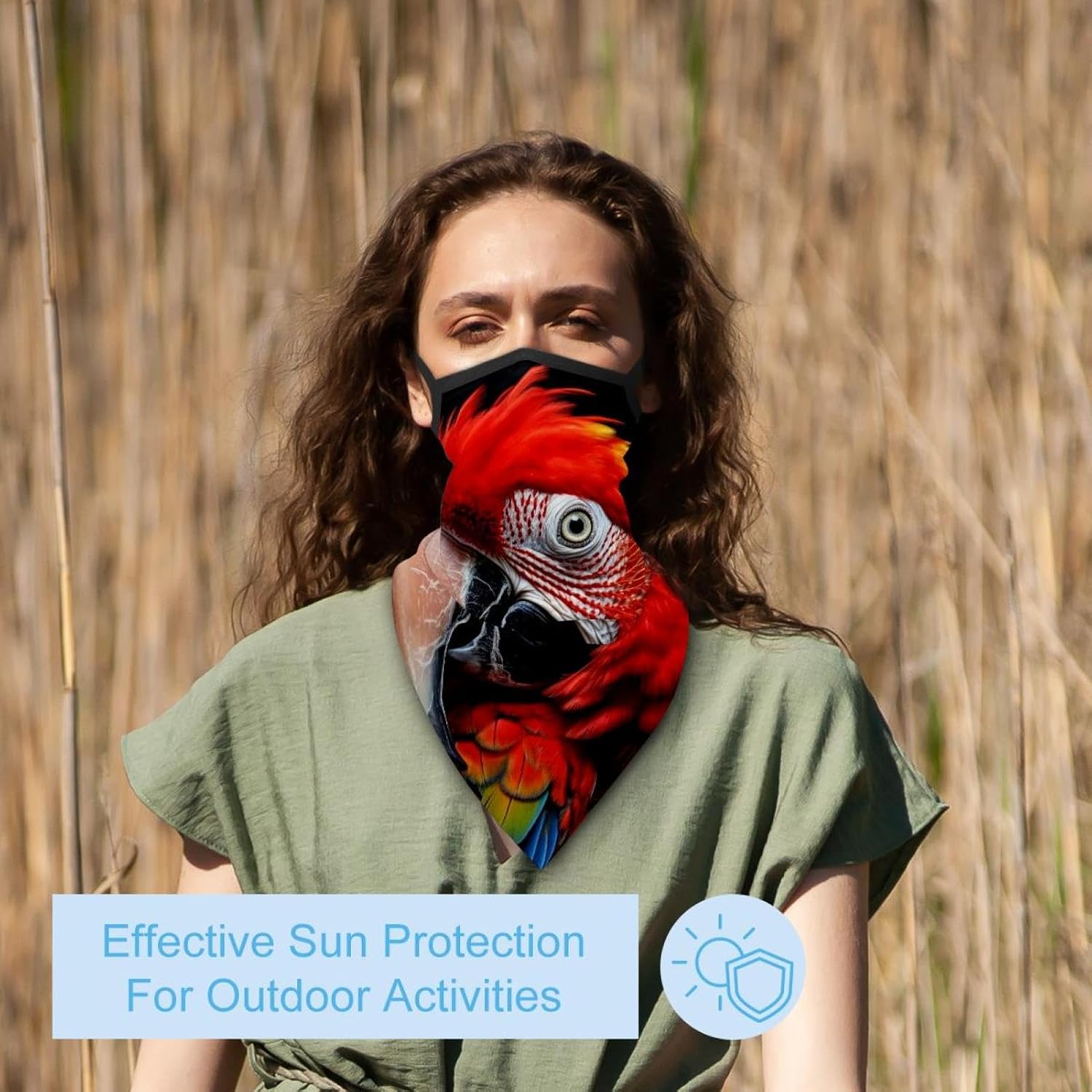 4 Pack Parrot Neck Gaiter Face Scarf Cover Sun Protection Balaclava Cloth Bandanas with Ear Loops