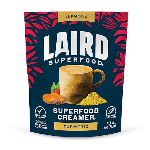 Laird Superfood Non-Dairy Original Superfood Turmeric Coconut Powder Coffee Creamer, Gluten Free, Non-GMO, Vegan, 8 oz. Bag, Pack of 1
