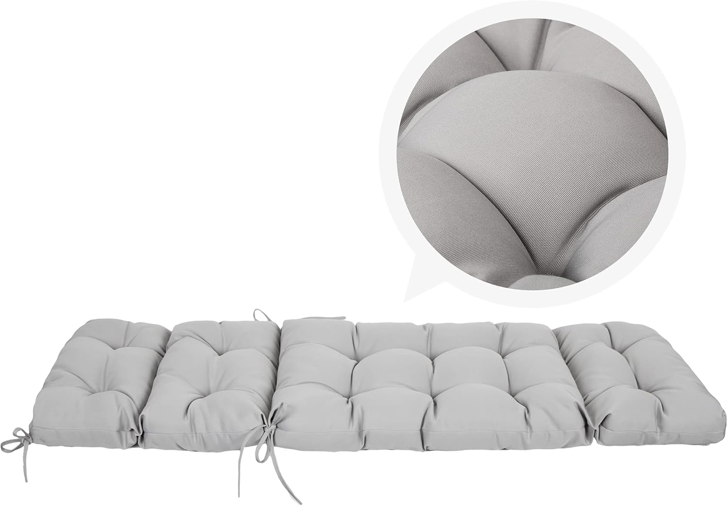 ARTPLAN Outdoor Chasie Lounge Tufted Thick Cushion with Ties,Replacement Wicker Chair Cushion for Paito Fruniture,72x22x4inches,All Weather,Grey