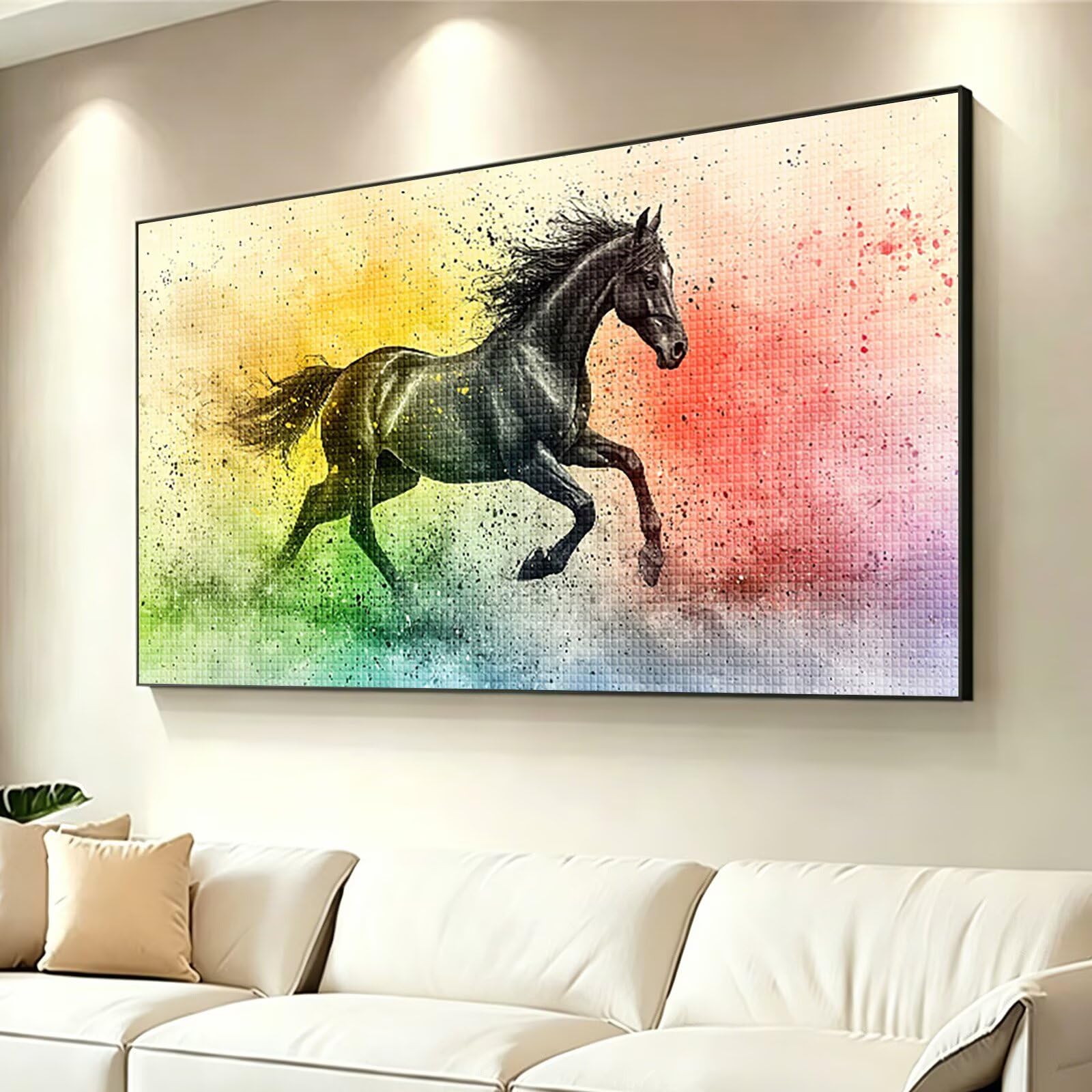 Diamond Painting Tier Diamant Painting Bilder Erwachsene Pferd, DIY Set Erwachsene Crystal Art, 5D Diamond Art Viereckige Steine, Strass Stickerei Kreuzstich Mosaik für Zimmer Deko 200x100cm 0J-980