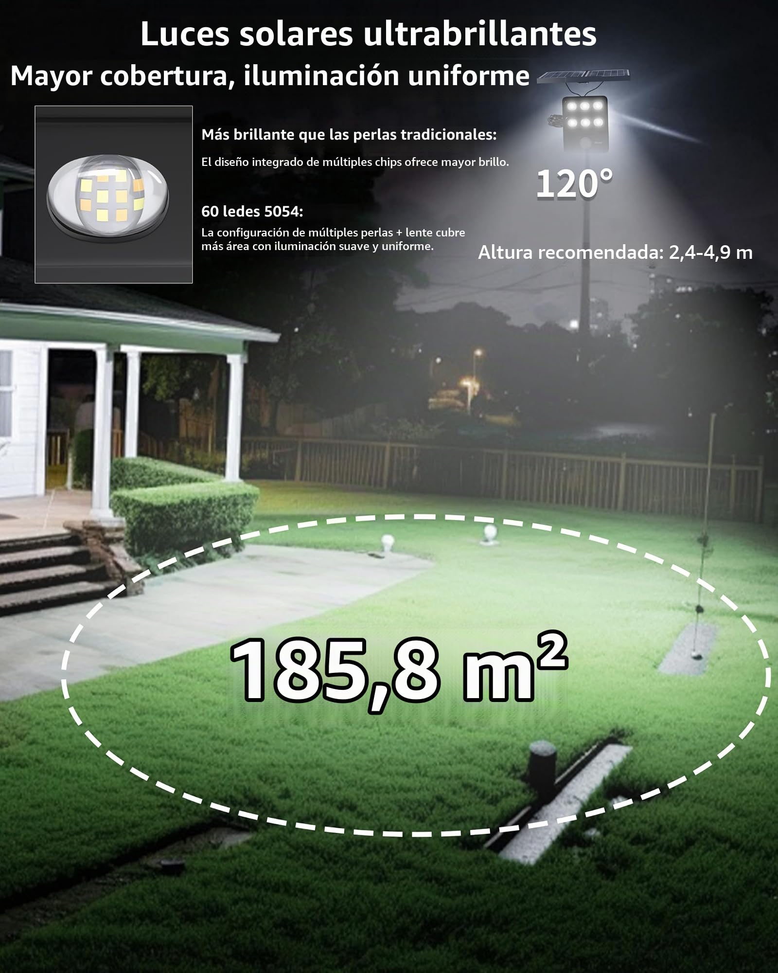 Ofuray Luz Solar Exterior con Sensor de Movimiento, 3000K/4000K/6500K Focos LED Exterior Solares, Split Lampara con Cable de 3M, IP67 Impermeable luces solares led exterior jardin para Garajes, Tri-1P