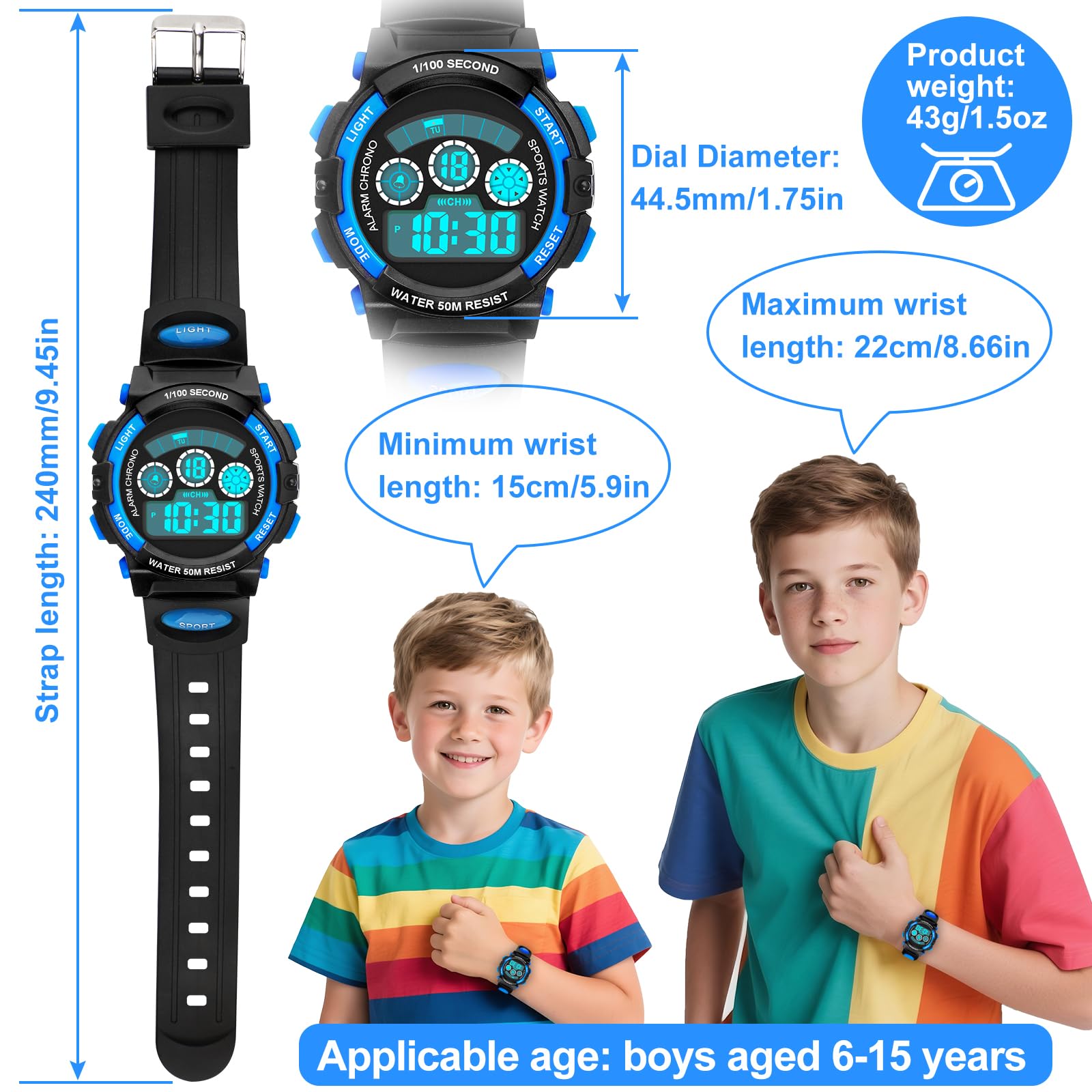 Reloj digital impermeable para niños DTKID