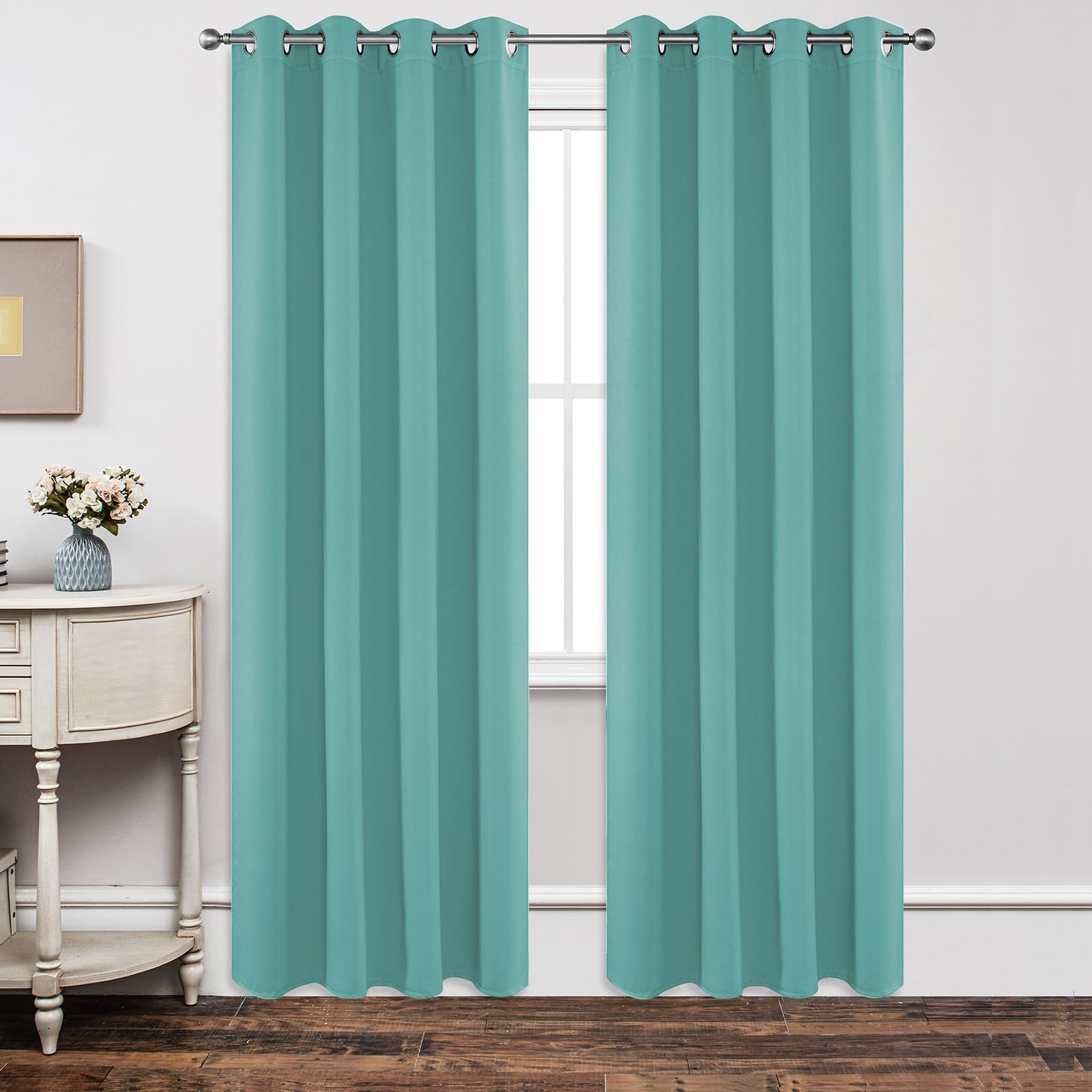 Joydeco Cortinas de Salon Modernas 2 Piezas, Blancos Cortinas Dormitorio Translucidas con Ojales, Decorativas Visillos para Ventanas Habitacion Comedor