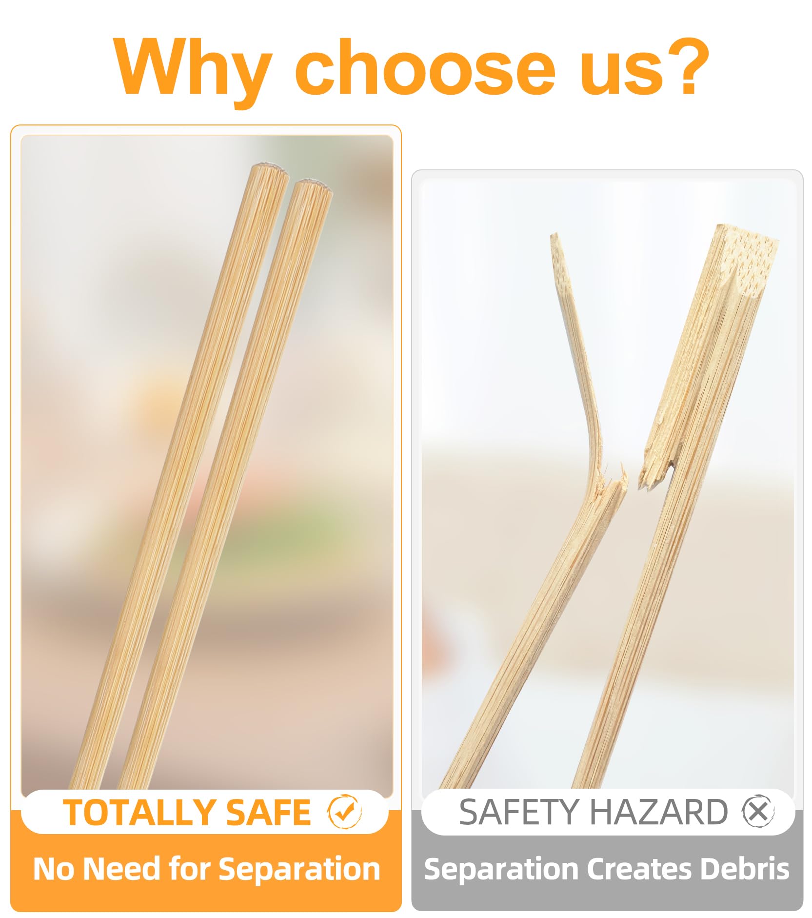 200Pairs Bamboo Chopsticks Disposable | Individually Wrapped | Bulk | Separated | Round | Premium Quality-（9.45in) — Amazon image 2