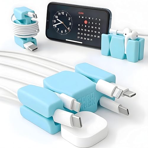 Miniatura 13 de CordBrick - Paquete de 4 soportes con peso para cables, para mesita de noche, gestión de cables, accesorio para teléfono, para adultos, multiusos,