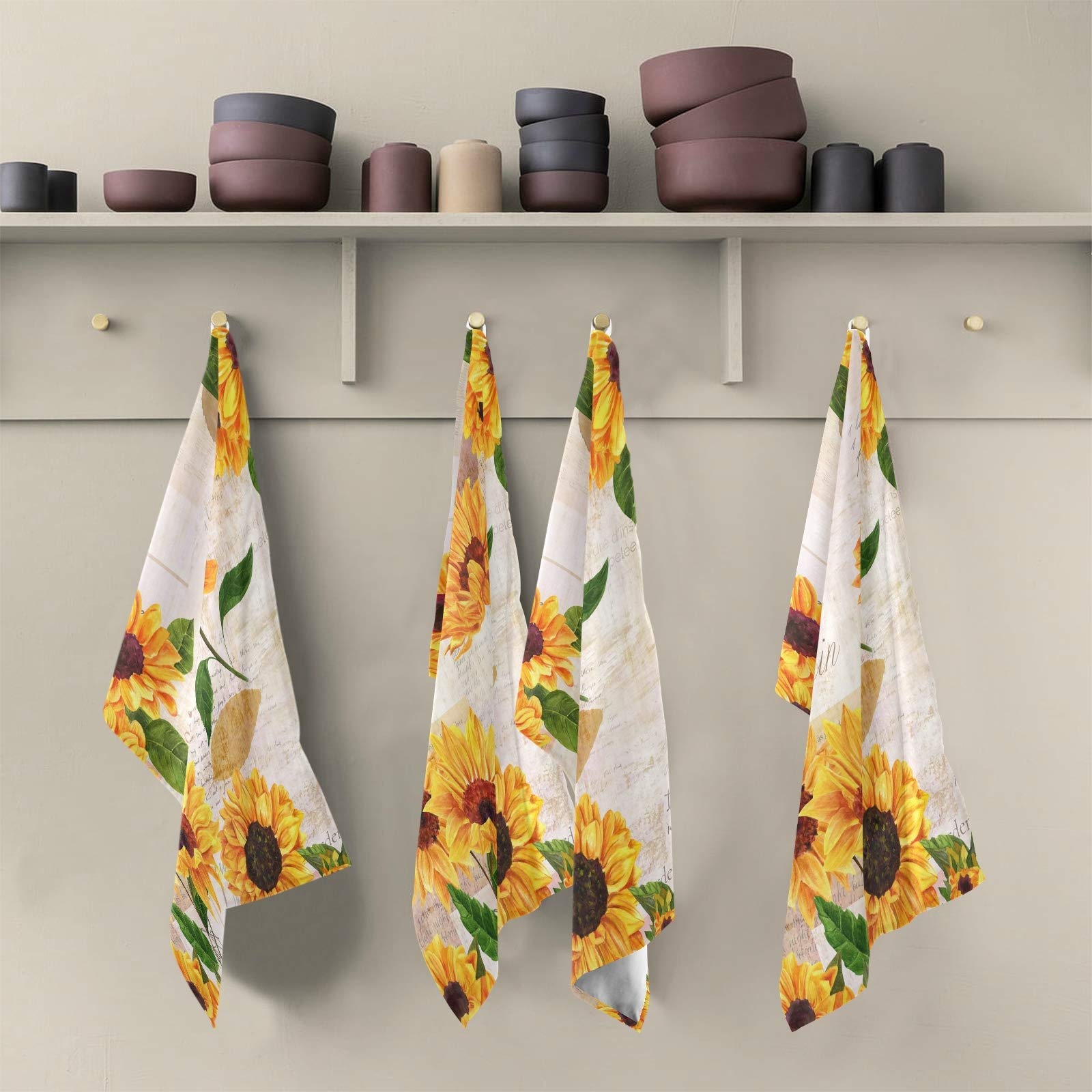 4 pezzi asciugamani da cucina in microfibra stampe di girasole strofinacci super assorbenti per la cucina domestica panno per la pulizia della cucina NUOVO  15