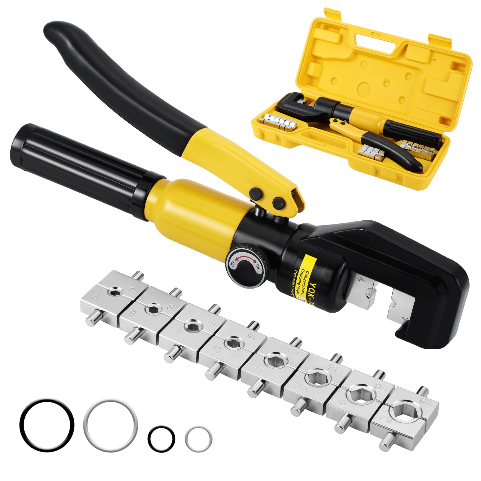 Faankiton Hydraulic Crimping Tool 4-70mm², 10 Ton Hydraulic Crimping Plier, Leak-Proof Cable Lug Crimper with 9 Dies, Hydraulic Wire Crimper, Professional Battery Cable Crimping Tool