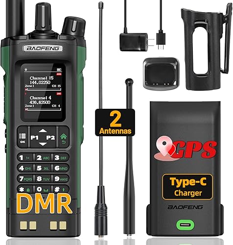 Radio Jamón BAOFENG DM32 DMR Radio portátil recargable Walkie Talkies de largo alcance DM32UV 5RM Radio bidireccional NOAA Radio meteorológica con