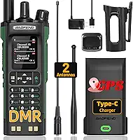 Rádio amador BAOFENG DM32 DMR Rádio portátil recarregável Walkie Talkies DM32UV 5RM Rádio bidirecional Rádio meteorológico NOAA com GPS, frequência de cópia, 2500 mAh, carregamento USB-C com coldre de