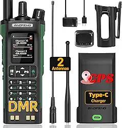 Rádio amador BAOFENG DM32 DMR Rádio portátil recarregável Walkie Talkies DM32UV 5RM Rádio bidirecional Rádio meteorológico NOAA com GPS, frequência de cópia, 2500 mAh, carregamento USB-C com coldre de