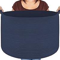 Vista 1 de Maliton - Cesta de manta extra grande, canasta de cuerda de algodón para juguetes, cesta de lavandería tejida con asas, almacenamiento decorativo