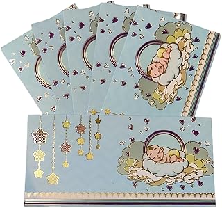 Jhintemetic® - Pack of 10 Colourful Designer Shagun Lifafa/Envelopes for Gifting Money | Baby Shower | Blue