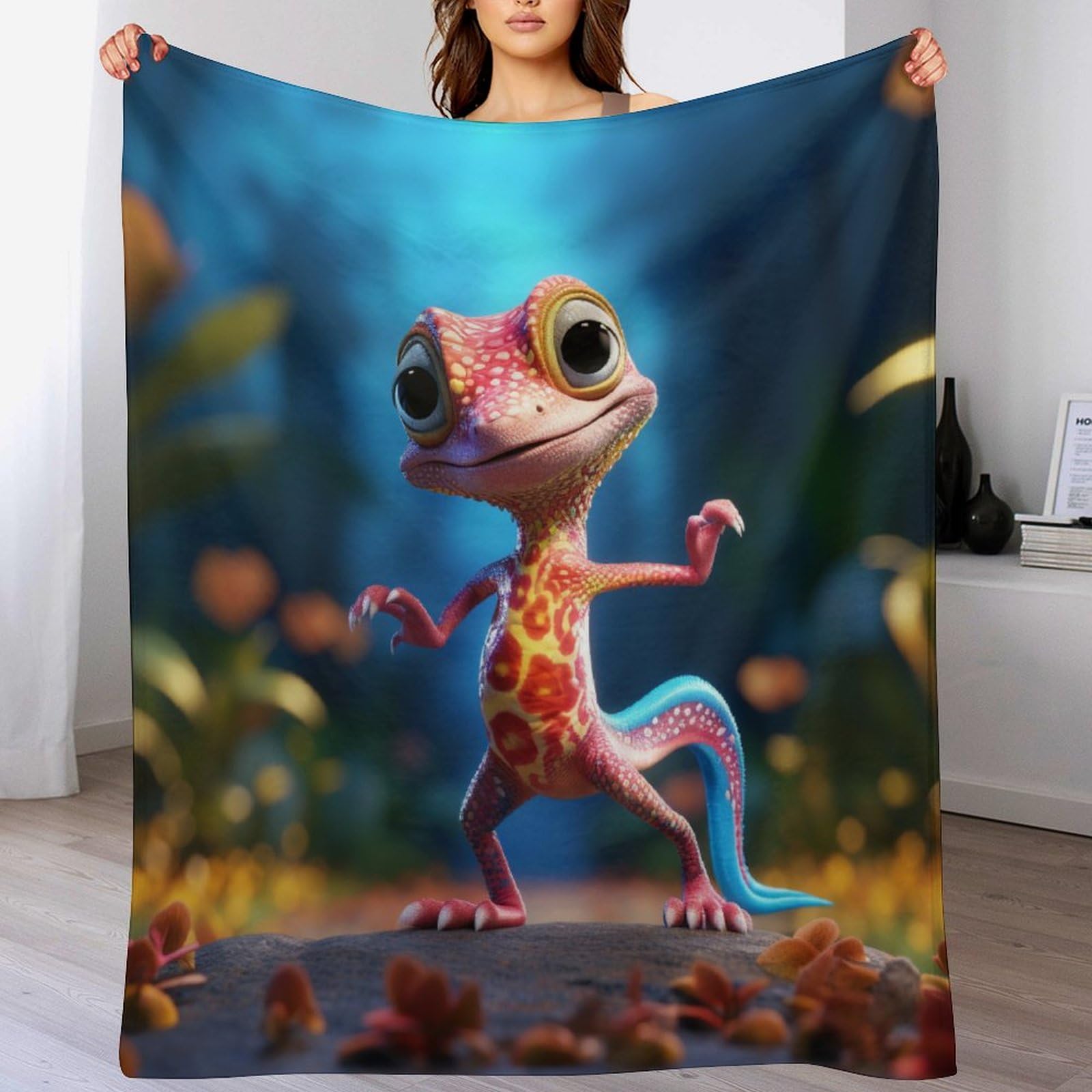 Couverture polaire lézard 130x180cm en flanelle douce
