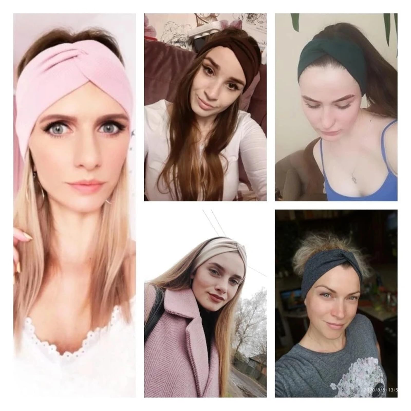 Winter-Haarband 3 stücke Frauen Mädchen Einfarbig Haar Bands Gestrickte Baumwolle Stirnbänder Kreuz Turban Verband Bandanas Haarbänder Haar Zubehör Zur Dekoration(Light pink)