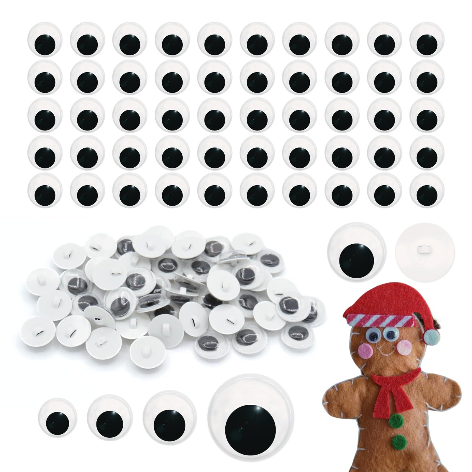 Pack of 100-18mm Value Sew On Wiggly Googly Eyes for Teddy Bear/Animal Soft Toy Making