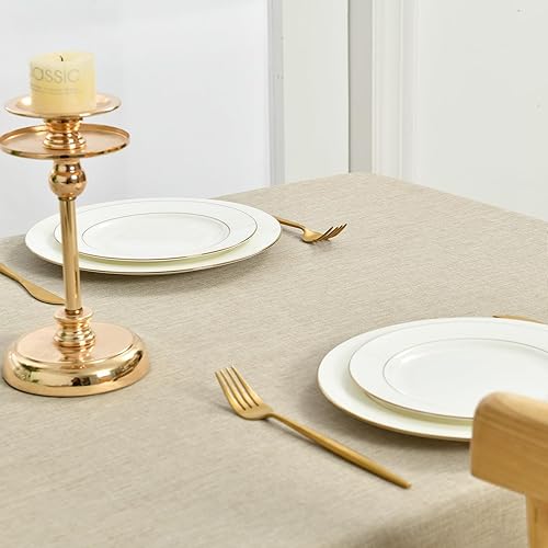 Miniatura 3 de Hiasan - Mantel rectangular de lino sintético - Mantel lavable resistente a las arrugas y a las manchas, para mesa de cocina o comedor, para cenas y