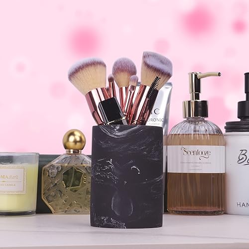 Miniatura 5 de zccz Soporte para cepillo de dientes para baño, aspecto de mármol, cepillo de dientes eléctrico y soporte para pasta de dientes, organizador para