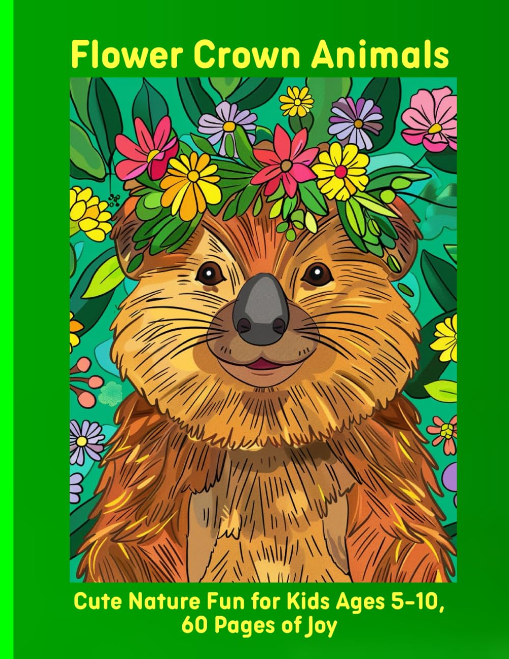 Flower Crown Animals: Cute Nature Fun for Kids Ages 5-10, 60 Pages of Joy