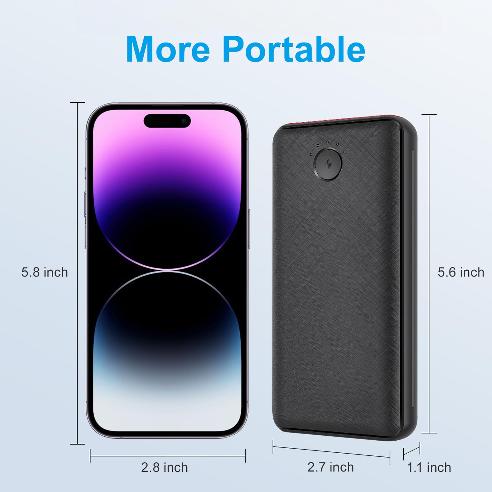 JIGA Batterie Externe 27000mAh 22.5W Power Bank PD 20W USB C Charge Rapide avec Lampe de Poche, Chargeur Portable Les pour iPhone 15 14 13 12 11 Pro Samsung Huawei iPad