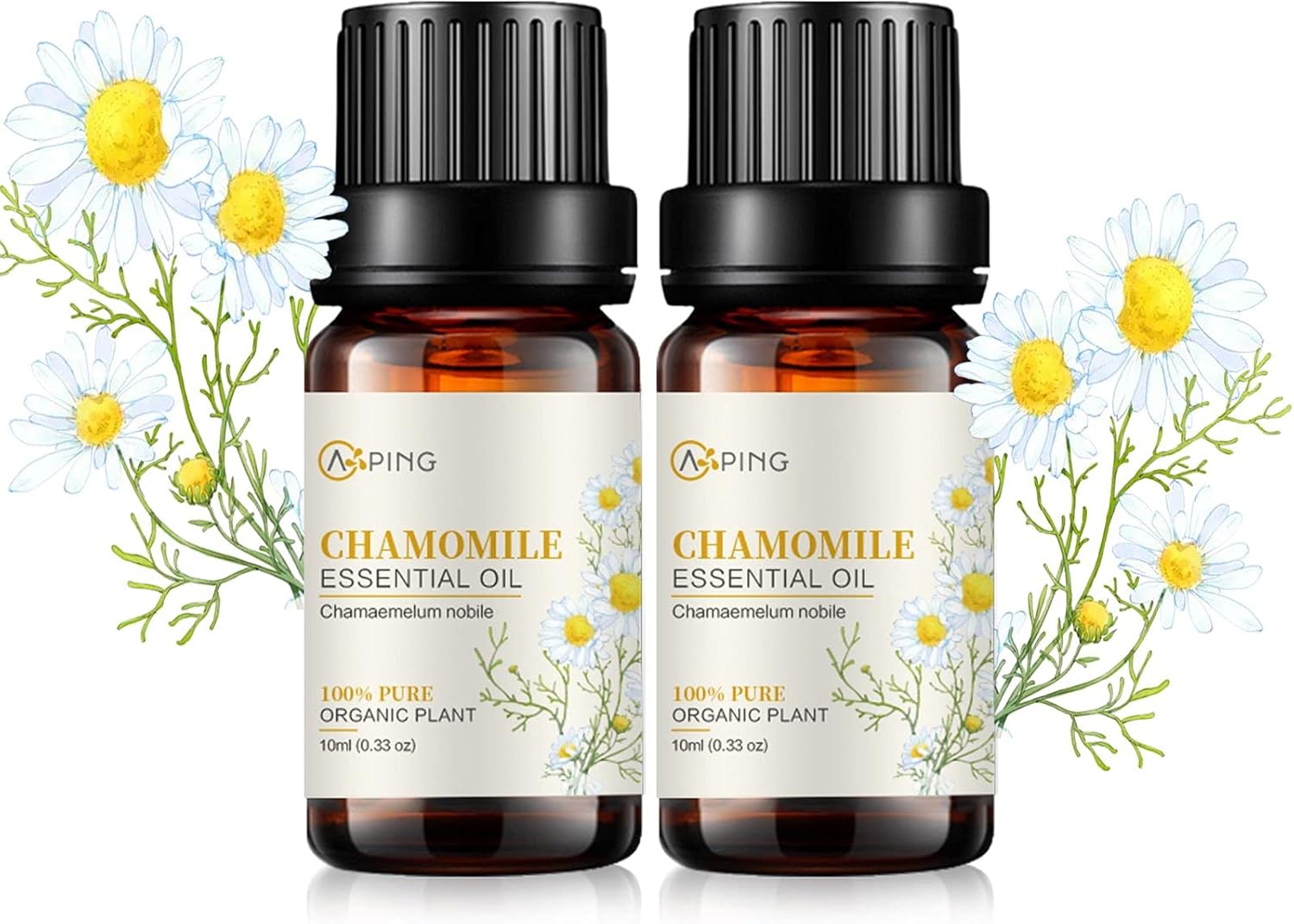 2-Pack Chamomile Essential Oil - 100% Pure Organic Natural Plant (Chamaemelum nobile) Chamomile Oil for Diffuser, Aroma, Spa, Massage, Yoga, Perfume, 2x10ML