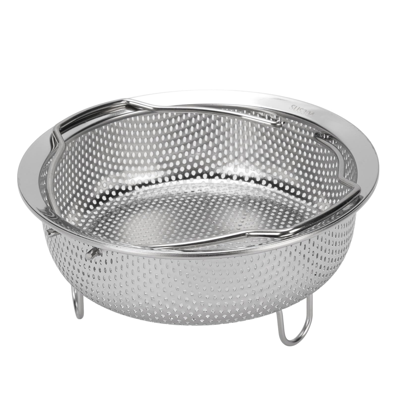 Cestello per Vapore con Manico Pieghevole, Cestello da in Acciaio Inox Forato con Piedini Rialzati per Pentola a Vapore, Riso, Friggitrice (medio)