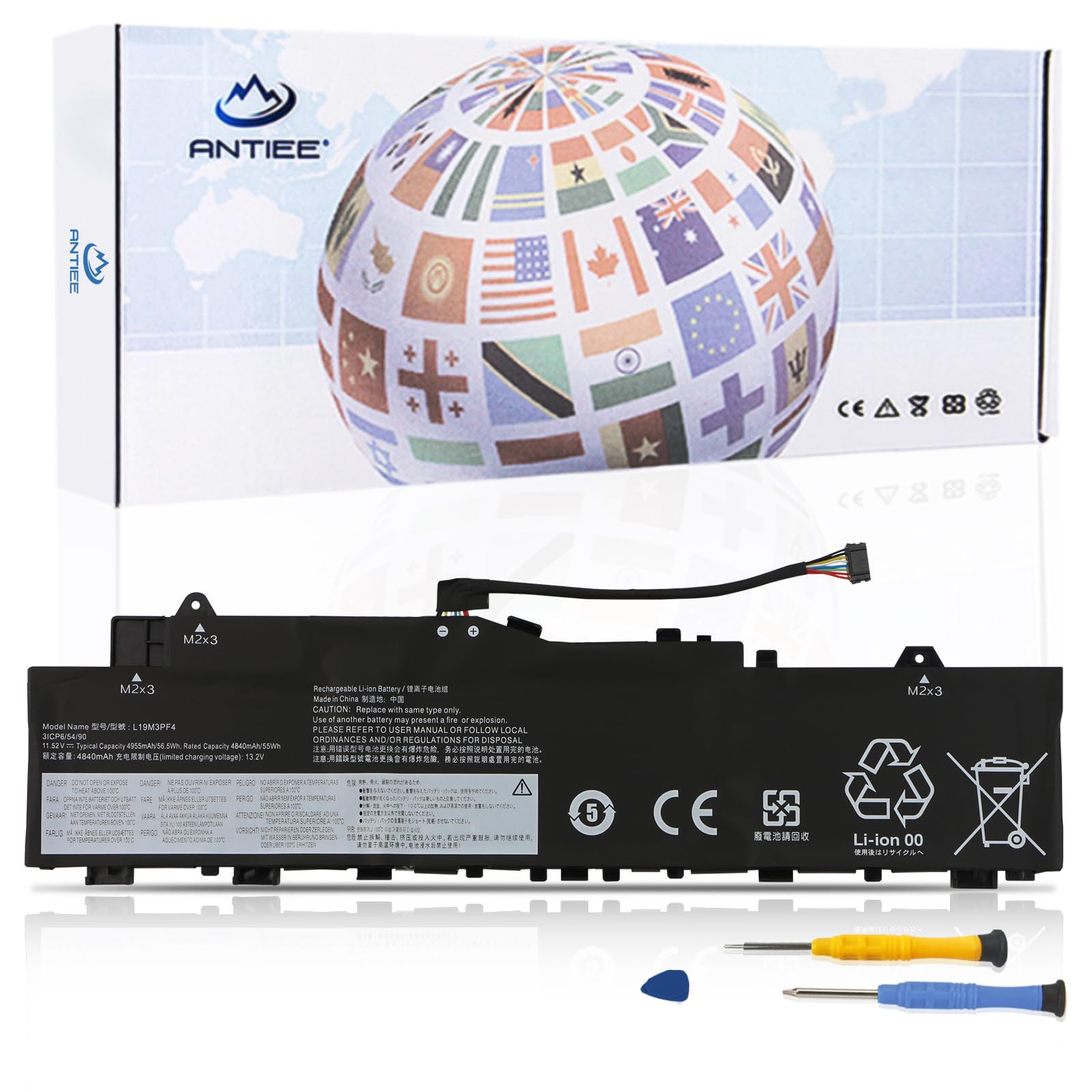 ANTIEE L19M3PF3 L19C3PF3 L19M3PF4 L19L3PF7 5B10W86936 SB10W86953 5B10W86943 5B10W86939 Laptop Batteria Compatibile con ideapad 5-14IIL053 81YH Série 5-14ARE05 81YM 11.52V 56.5Wh