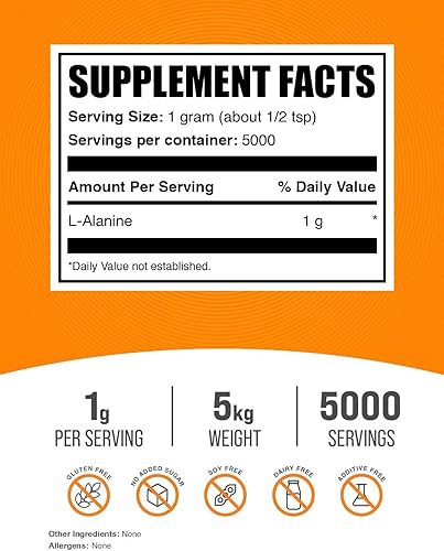 Vista 10 de BulkSupplements. com L-alanina en polvo - Aminoácidos en polvo - sin sabor antes del entrenamiento - Suplementos nutricionales de aminoácidos