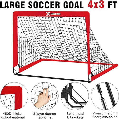 Miniatura 26 de Kids Soccer Goals for Backyard Set of 2, 4 x 3 ft/6 x 4 Toddler Soccer Goal Training Equipment with Soccer Ball, Cones, Pop Up Soccer Net for Kids