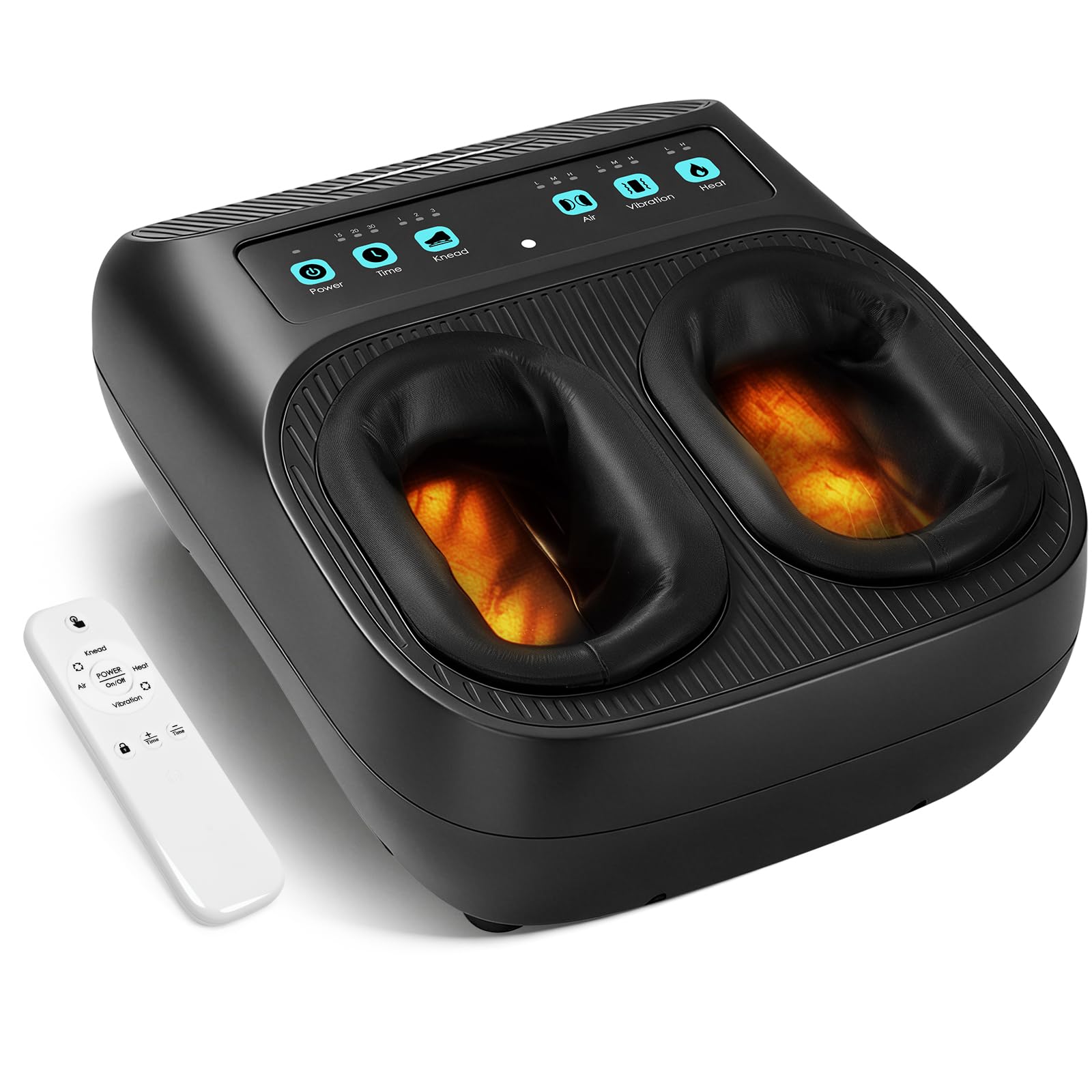 Fußmassagegerät, Shiatsu fussmassagegerät elektrisch mit 3 Knet-Luftkompressions-Vibrationsstufen & 2 Heizstufen, Fernbedienung, bis Schuhgröße 44, Geschenke für Frauen & Männer