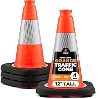 Vista 37 de Xpose Safety Conos de tráfico naranjas de 18 pulgadas, resistentes, 3 libras con collar de 6 pulgadas, 1 paquete de conos de seguridad de plástico