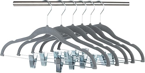 Miniatura 6 de Simplify Paquete de 6 perchas de terciopelo para niños, duraderas, ligeras, antideslizantes, para guardería, camisa, pantalones, camiseta sin