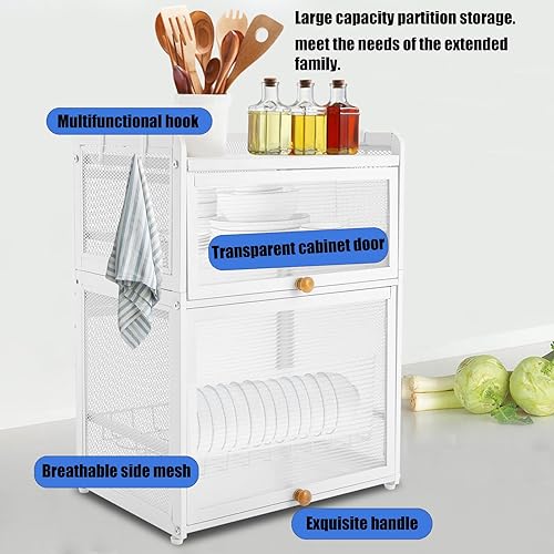 Miniatura 3 de KONGKUNI Escurridor de platos de 3 niveles para cocina, escurridor de platos con cubierta y escurridor, bandeja de goteo desmontable, soporte de