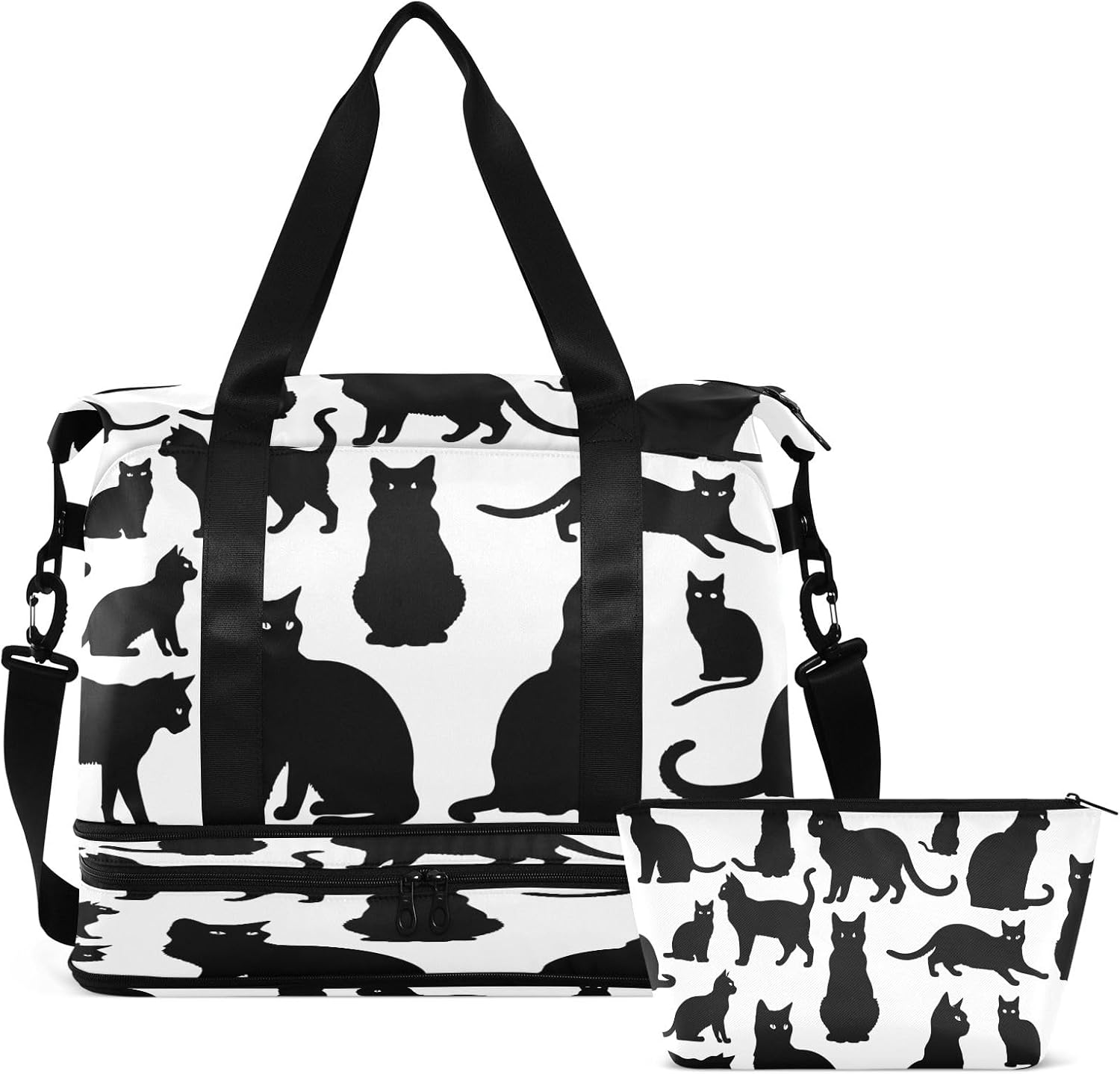 Cats Travel Duffel Bag Gym Tote Bag for Sports Waterproof Carry On Weekender Bag with Compartment