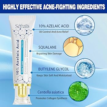 Amazon.com: Sefralls 10% Azelaic Acid Acne Cream, Premium Azelaic