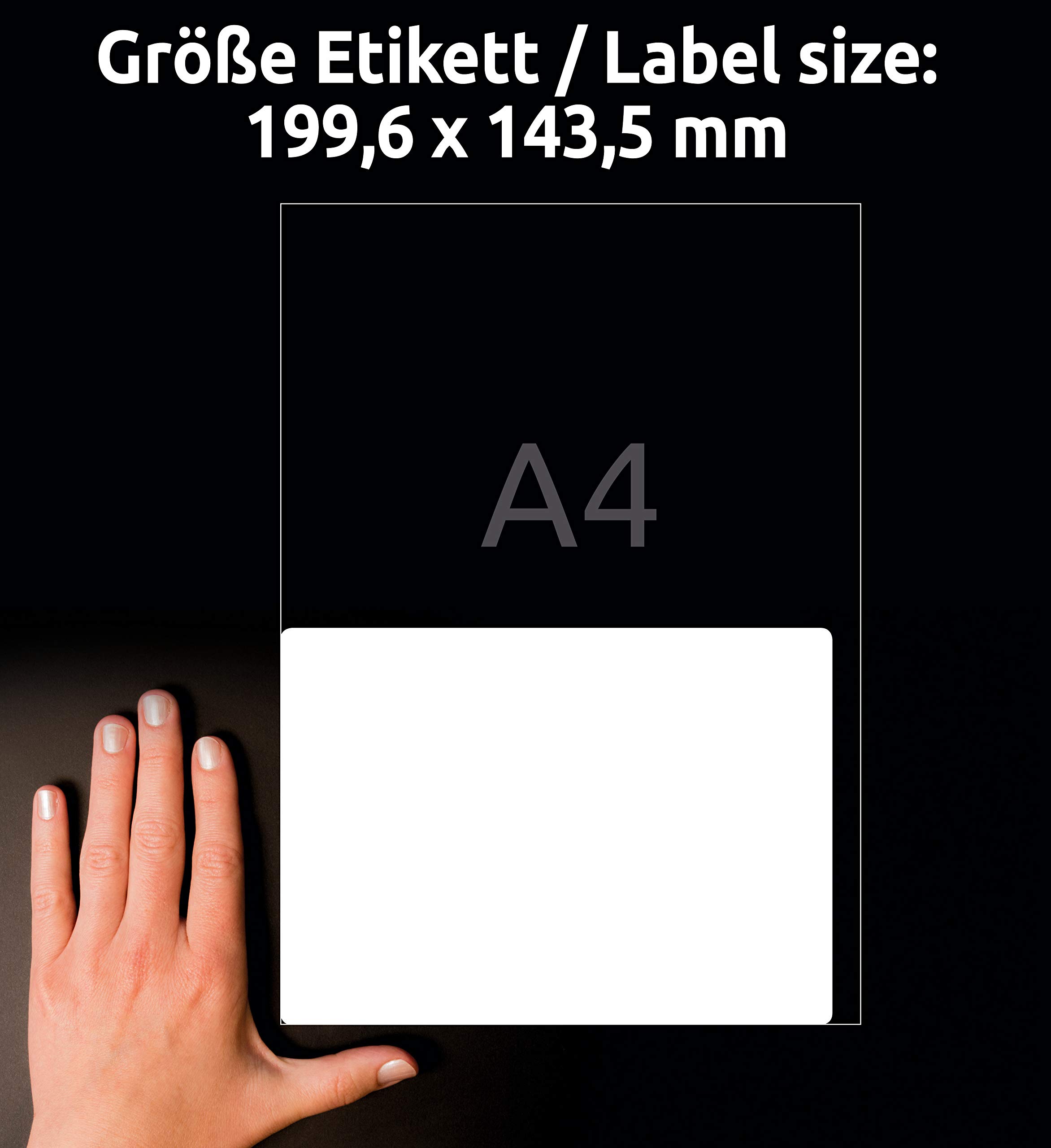 AVERY Zweckform L7168-100 Versandetiketten/Versandaufkleber (200 Etiketten mit ultragrip, 199,6x143,5mm auf A4, bedruckbar, selbstklebend, für mittlere, große Pakete und Versandrollen) 100 Blatt, weiß