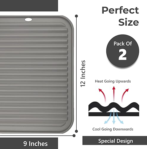 Miniatura 5 de Silicone Trivets for Hot Dishes, Pots, Pans (2 Pack) - Heat-Resistant Pot Holders for Kitchen Countertop Mats - Silicone Trivet Mat (9 x 12 Inch)